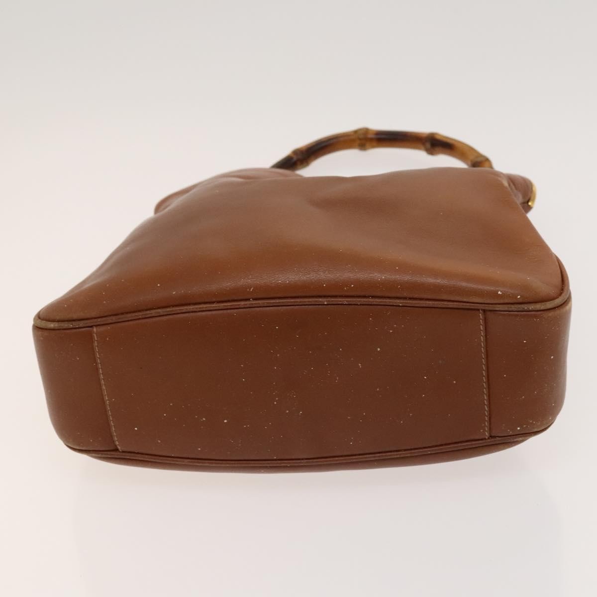 Gucci GUCCI Bamboo Hand Bag Leather 2way Brown Gold 001 3444 1638 Authentic th5971