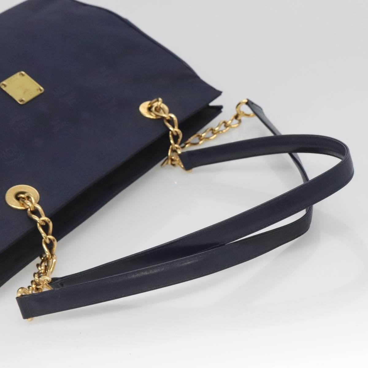 MCM MCM Logogram Vicetos Shoulder Bag Nylon Navy Gold Authentic 127085