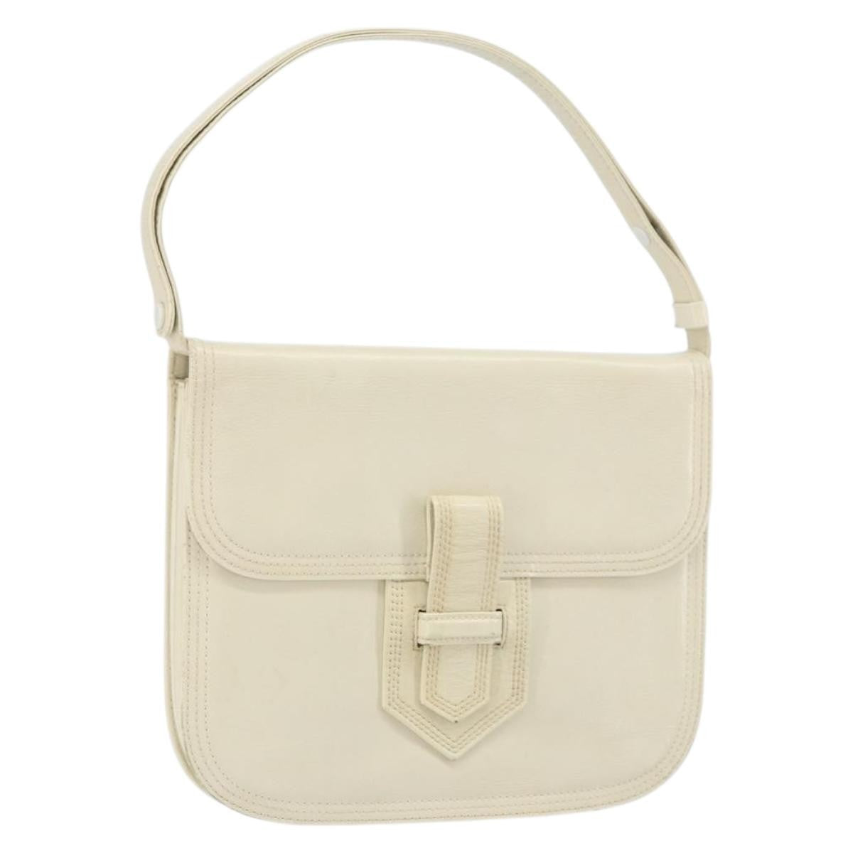 Saint Laurent SAINT LAURENT Shoulder Bag Leather White Authentic ka743