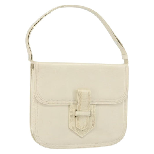 Saint Laurent SAINT LAURENT Shoulder Bag Leather White Authentic ka743