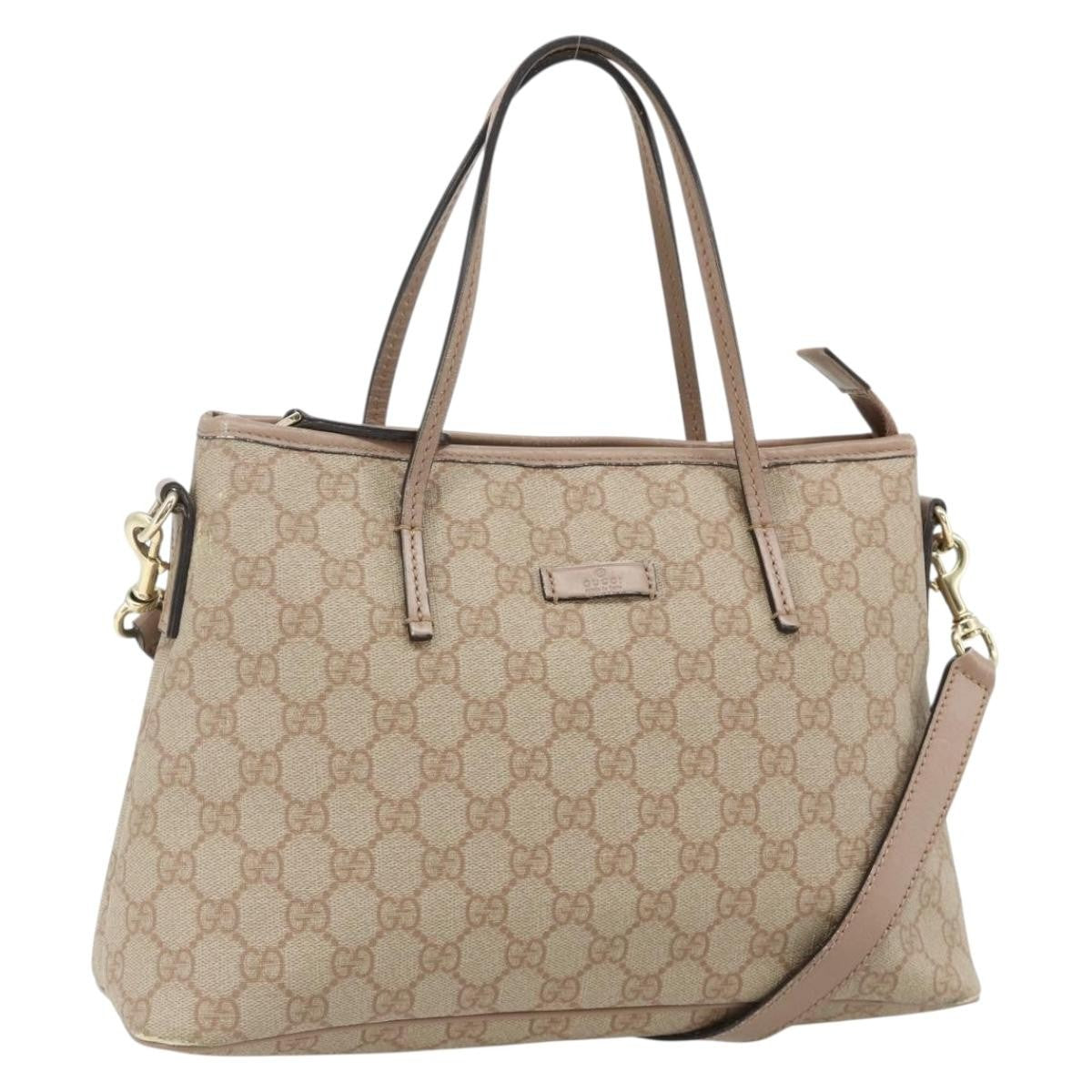 Gucci GUCCI GG Supreme Tote Bag PVC 2way Beige Gold 353440 Authentic 178185