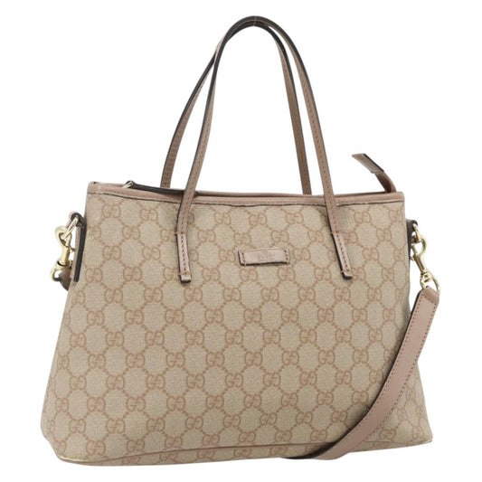 Gucci GUCCI GG Supreme Tote Bag PVC 2way Beige Gold 353440 Authentic 178185