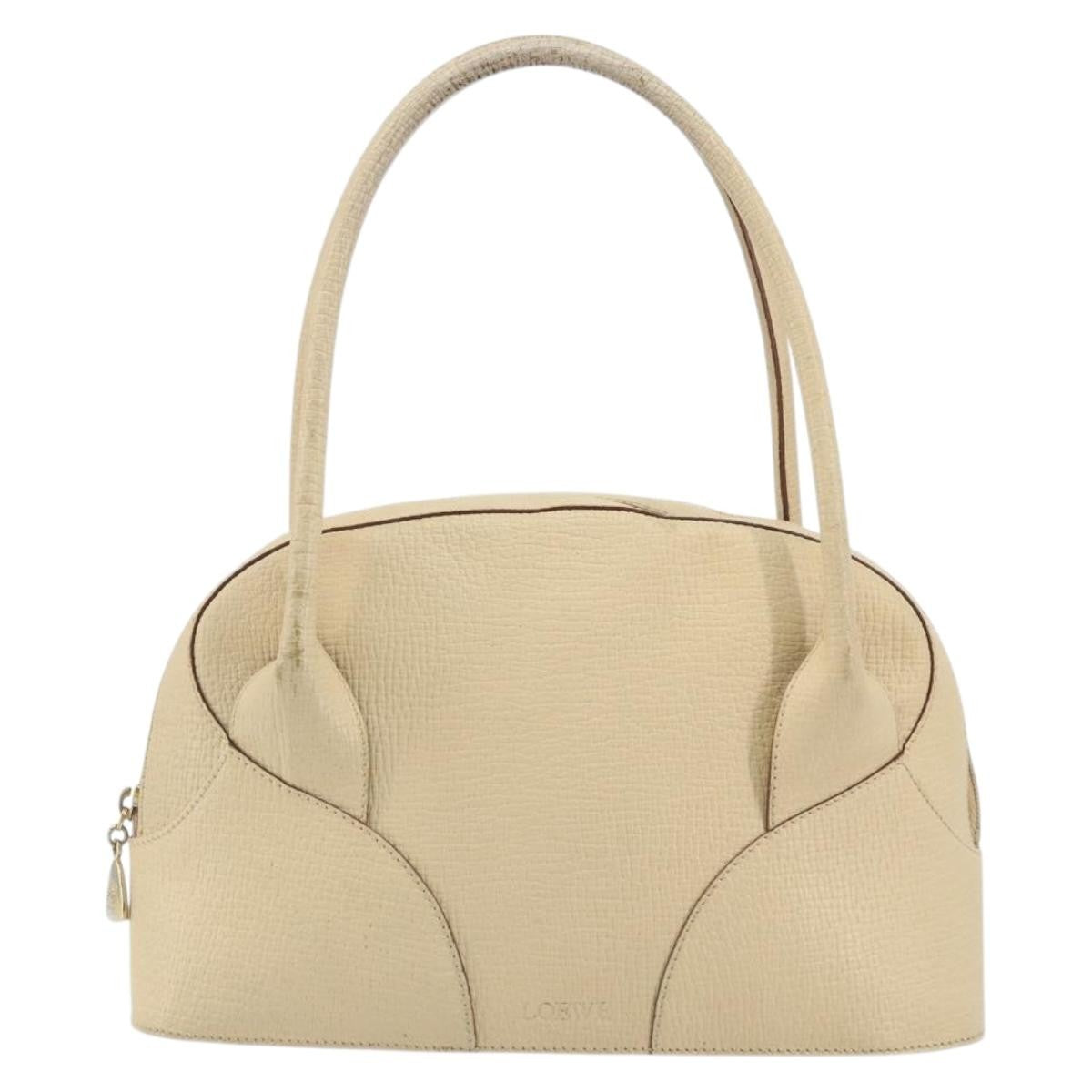 Loewe LOEWE Hand Bag Leather Ivory Gold Authentic 175195