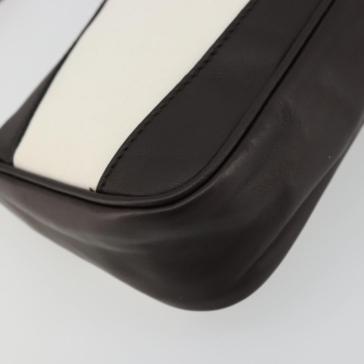 Gucci GUCCI Hand Pouch Bag Canvas Leather Brown White 92821 Authentic 177484A