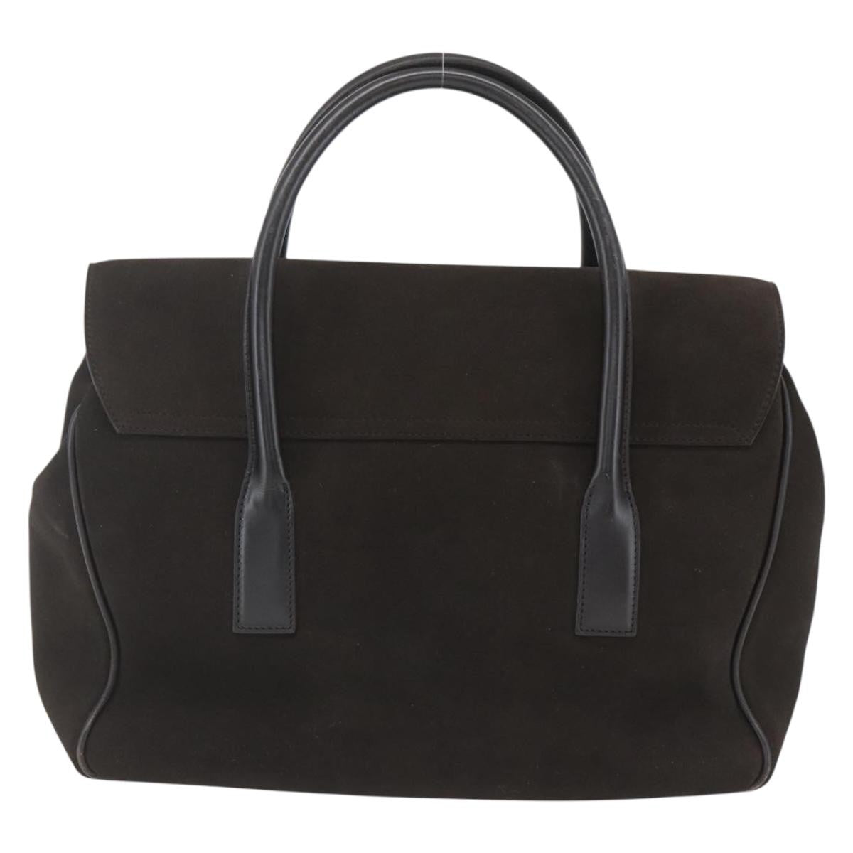 Gucci GUCCI Hand Bag Suede Brown Silver 000 0844 Authentic 166700
