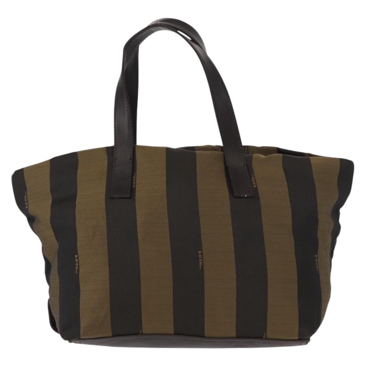 Fendi FENDI Pecan Canvas Hand Bag Black Brown Authentic ep11974