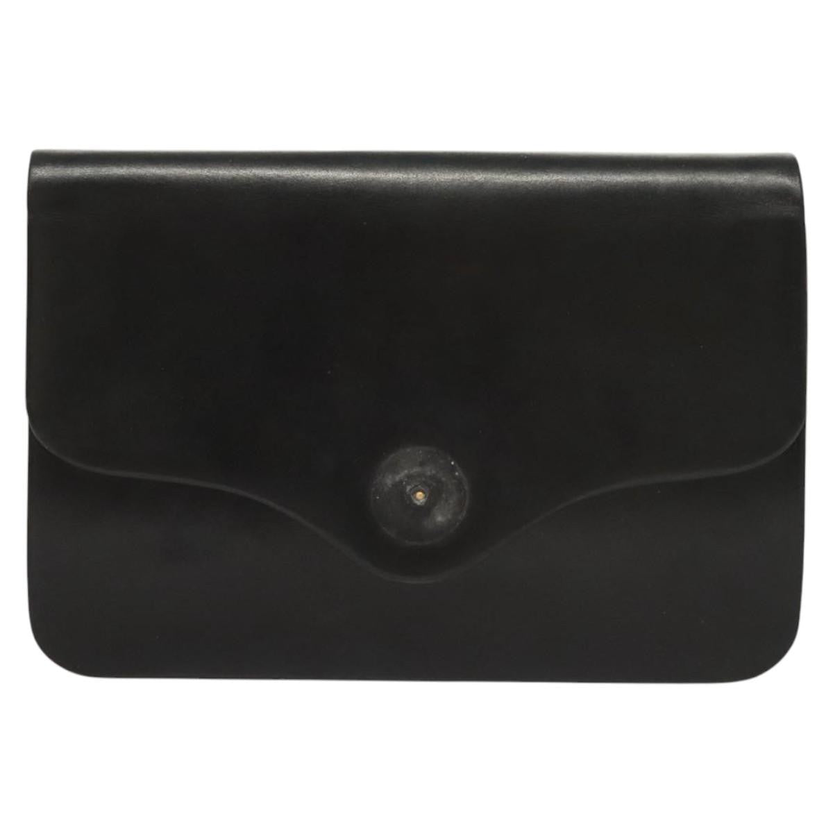 Dior Christian Dior Chain Shoulder Bag Leather Black Gold Authentic BA2045