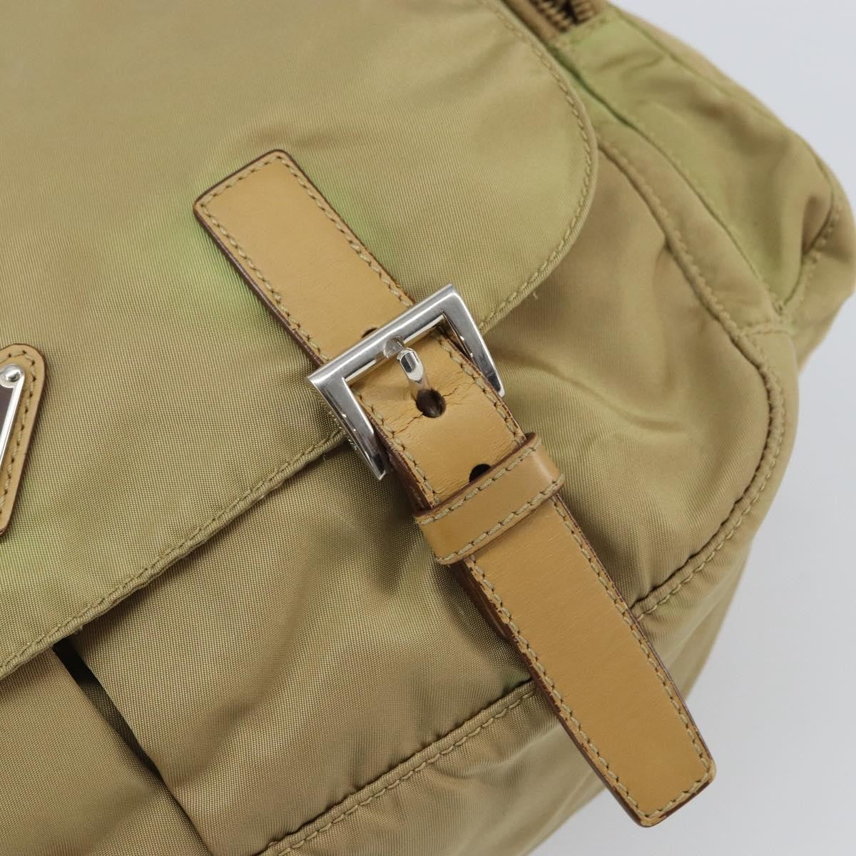 Prada PRADA Shoulder Bag Nylon Beige Silver Authentic 164243