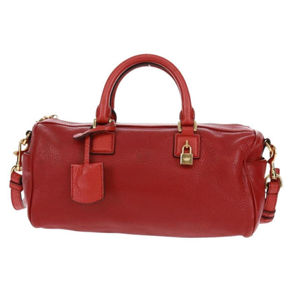 Loewe LOEWE Hand Bag Leather 2way Red Gold Authentic 160175