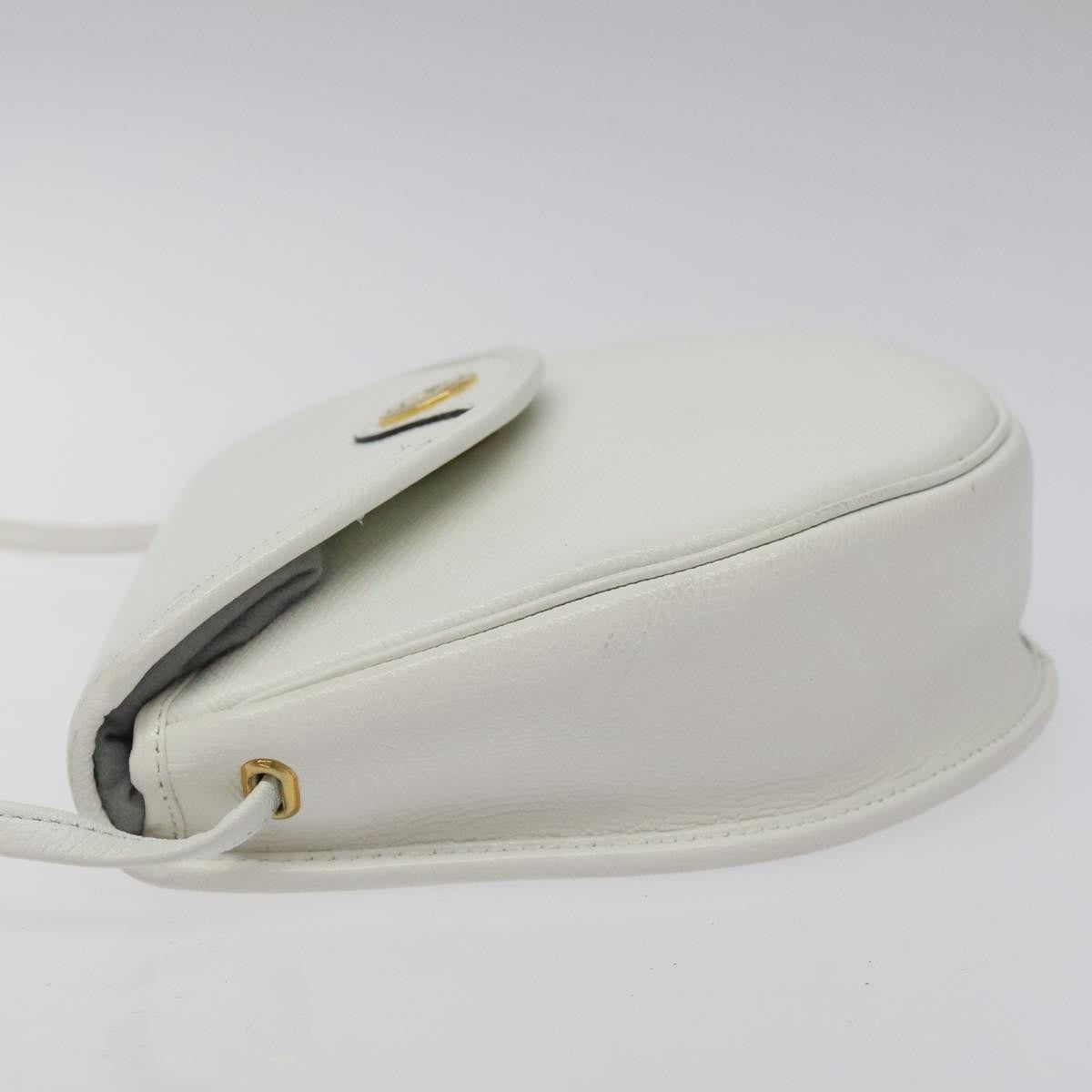 Dior Christian Dior Shoulder Bag Leather White Gold Authentic BA1797