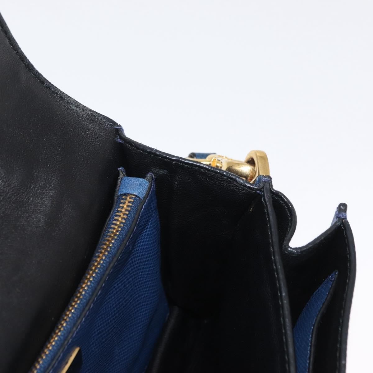 Prada PRADA Hand Bag Safiano leather 2way Blue Gold Authentic 163032