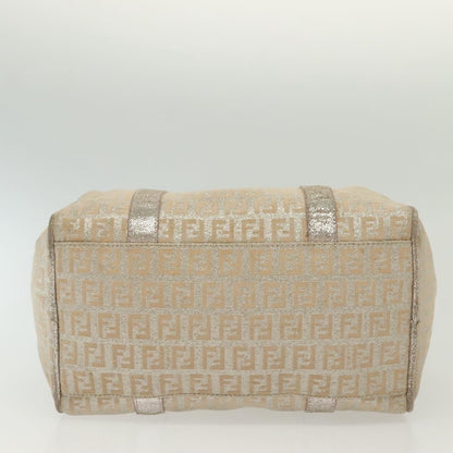 Fendi FENDI Zucchino Canvas Hand Bag Silver Gold Authentic 139411