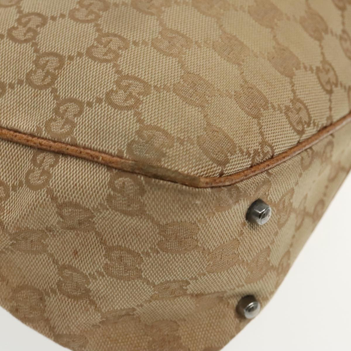Gucci GUCCI GG Canvas Hand Bag Brown Silver 113019 3444 Authentic 94718