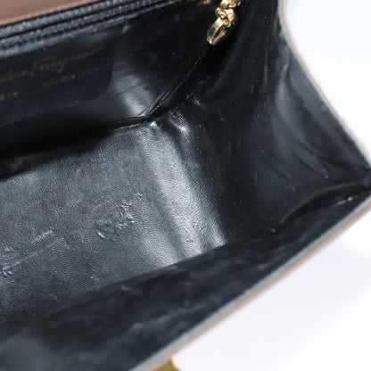 Salvatore Ferragamo Salvatore Ferragamo Gancini Shoulder Bag Leather Brown Gold Authentic 128109