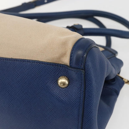 Prada PRADA Hand Bag Canvas 2way Beige Blue Authentic ka891