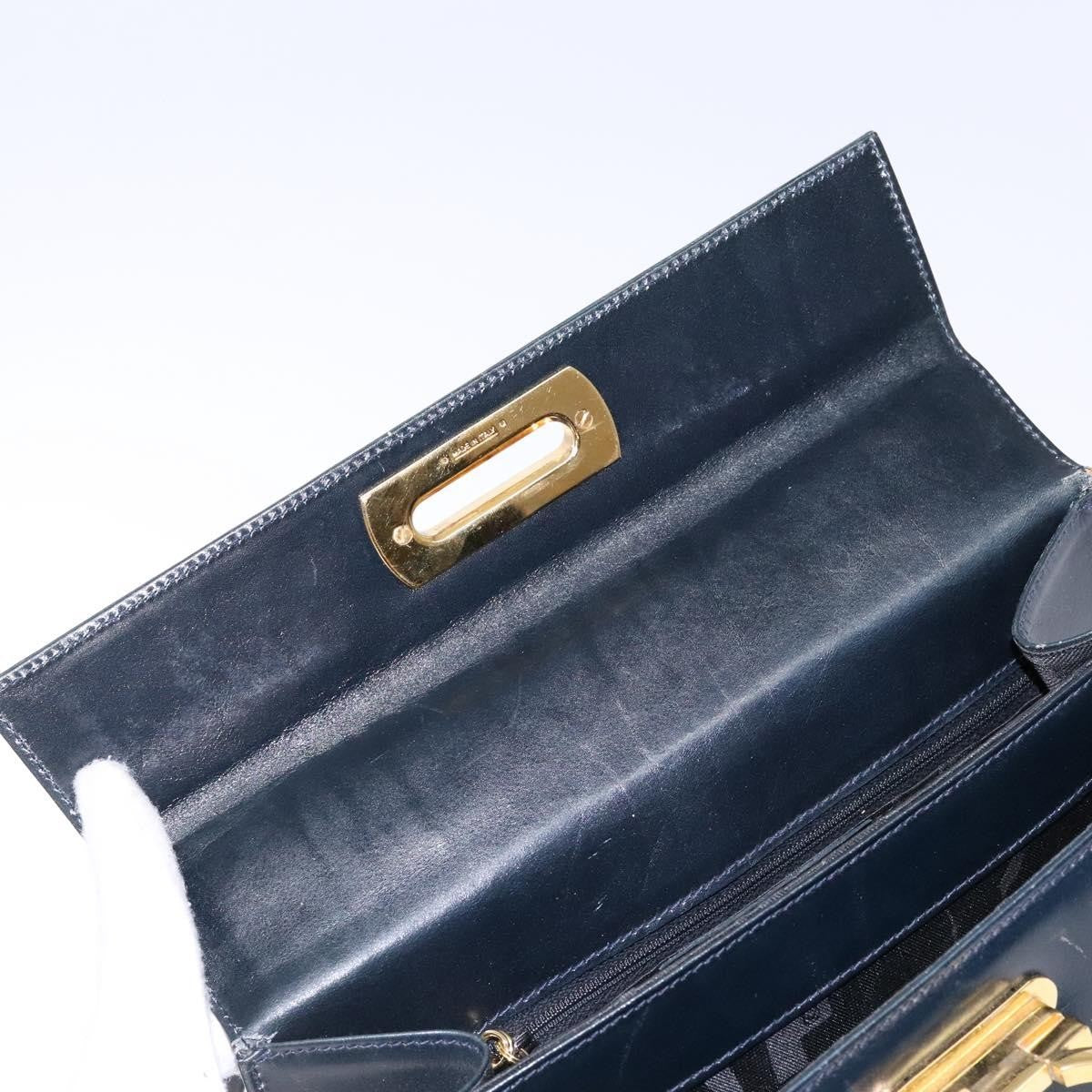 Salvatore Ferragamo Salvatore Ferragamo Gancini Hand Bag Leather 2way Navy Gold Authentic 133776