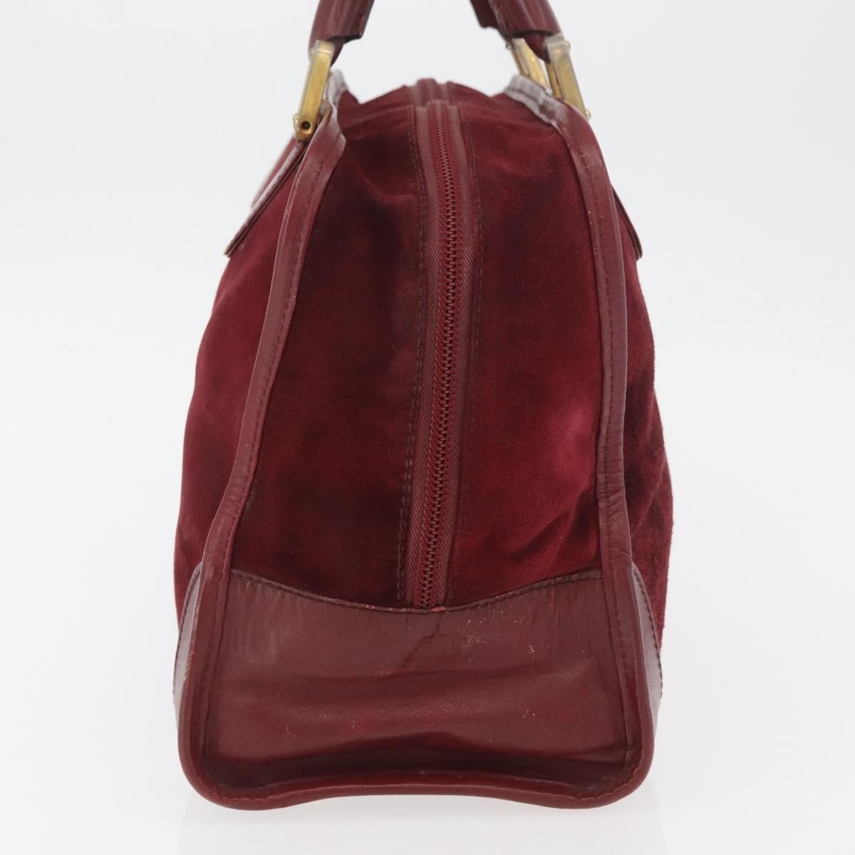 Loewe LOEWE Anagram Hand Bag Suede Leather Bordeaux Gold Authentic bs34369