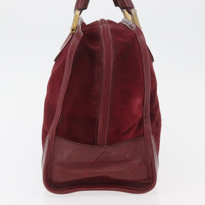 Loewe LOEWE Anagram Hand Bag Suede Leather Bordeaux Gold Authentic bs34369