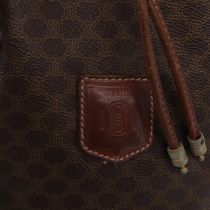 Celine CELINE Macadam Canvas Shoulder Bag PVC Leather Brown Gold Authentic 162040