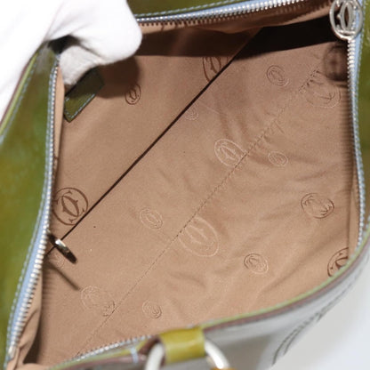 Cartier CARTIER Marcello Hand Bag Patent leather Green Silver Authentic bs34215