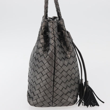 BOTTEGAVENETA BOTTEGAVENETA BOTTEGA VENETA INTRECCIATO Purse Hand Bag Leather Silver Gold Authentic 177803