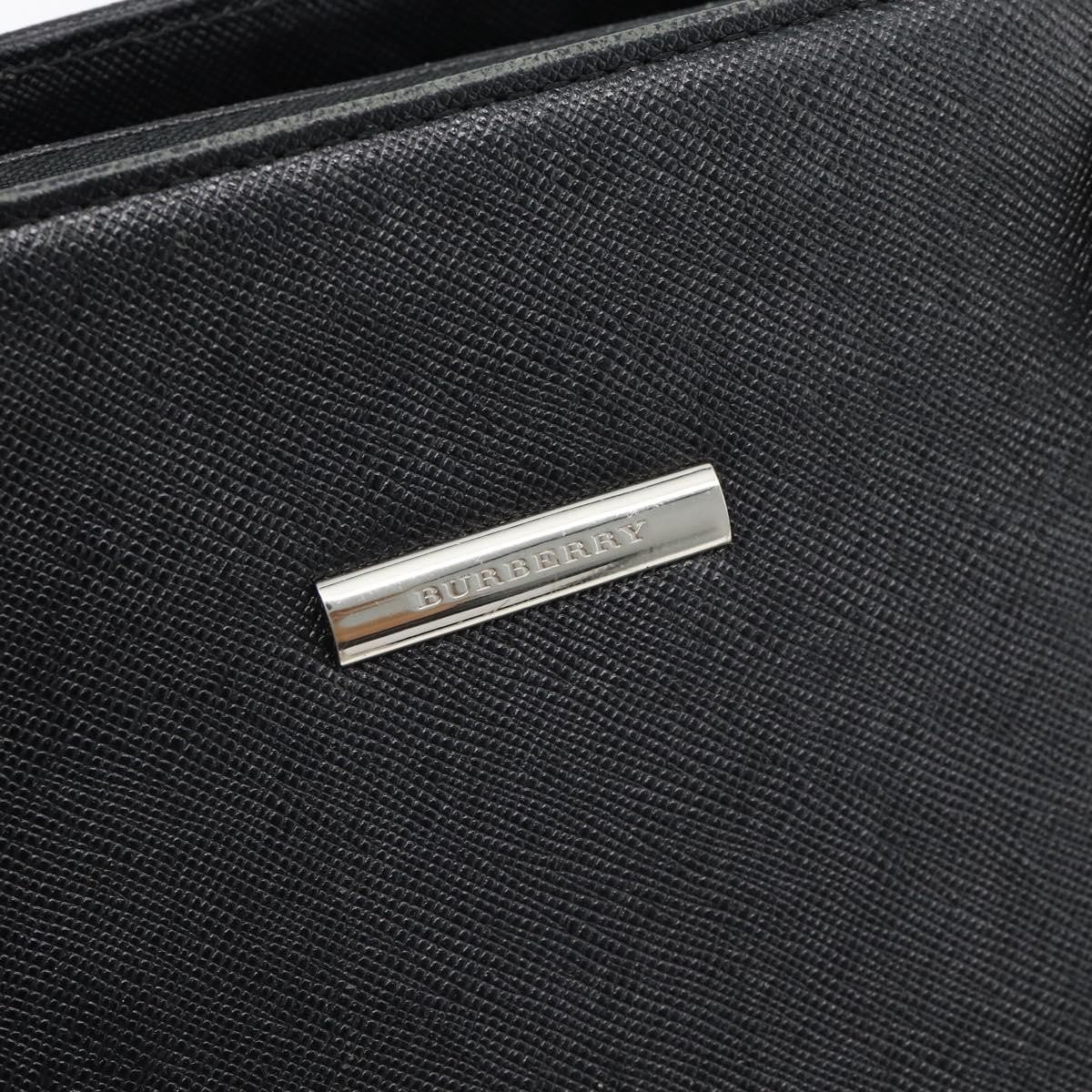 Burberry BURBERRY Tote Bag Leather Black Silver Authentic 182424