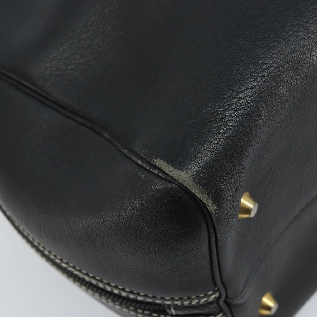 Dior Christian Dior Hand Bag Leather Black Gold Authentic ep13686