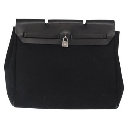 Hermès Hermès HERMES Herbag MM Hand Bag Canvas Leather Black Silver Authentic gh1501