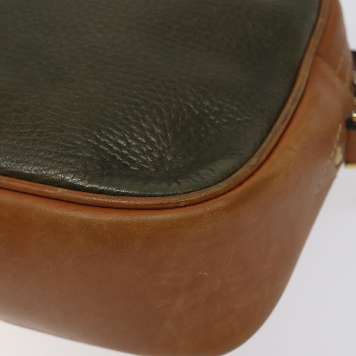 Celine CELINE Shoulder Bag Leather Khaki Gold Authentic bs25384