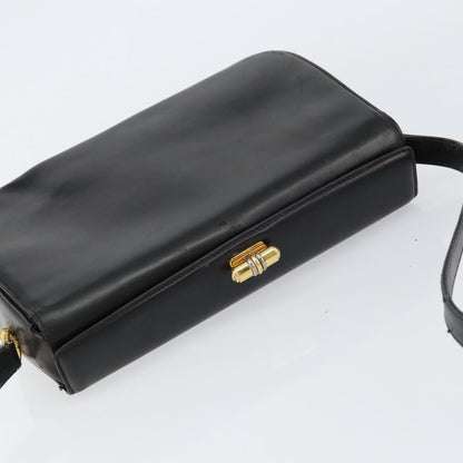 Gucci GUCCI Shoulder Bag Leather Black Gold Authentic 155306
