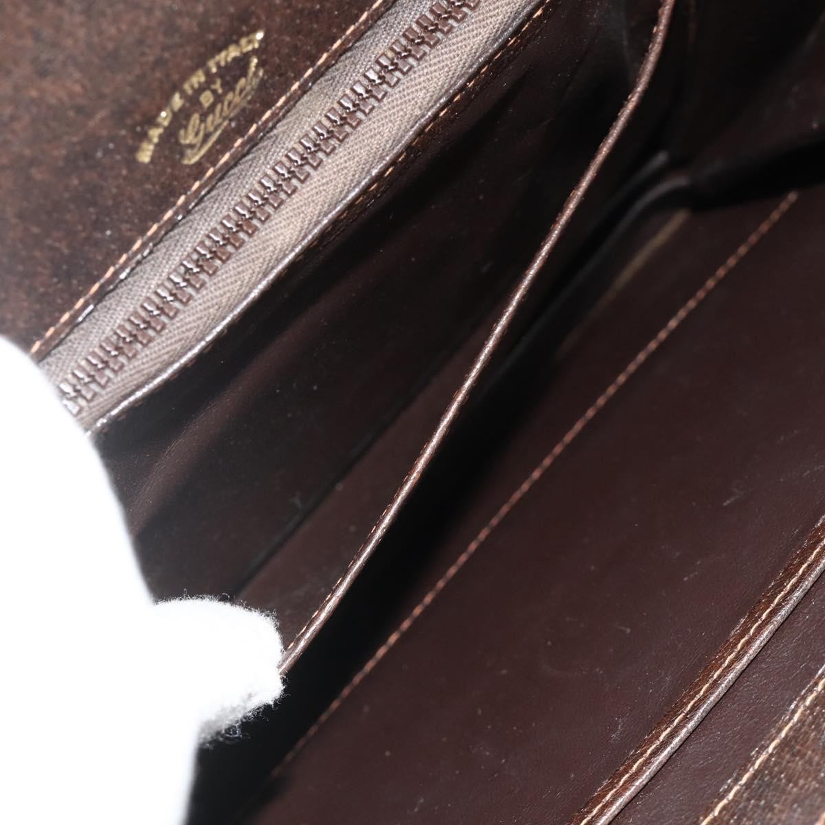 Gucci GUCCI Hand Bag Leather Brown Gold Authentic ep14250