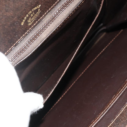 Gucci GUCCI Hand Bag Leather Brown Gold Authentic ep14250