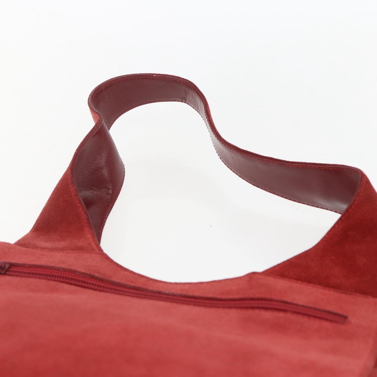 Gucci GUCCI Shoulder Bag Suede Red Silver Authentic 154502