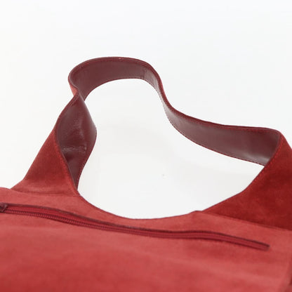 Gucci GUCCI Shoulder Bag Suede Red Silver Authentic 154502