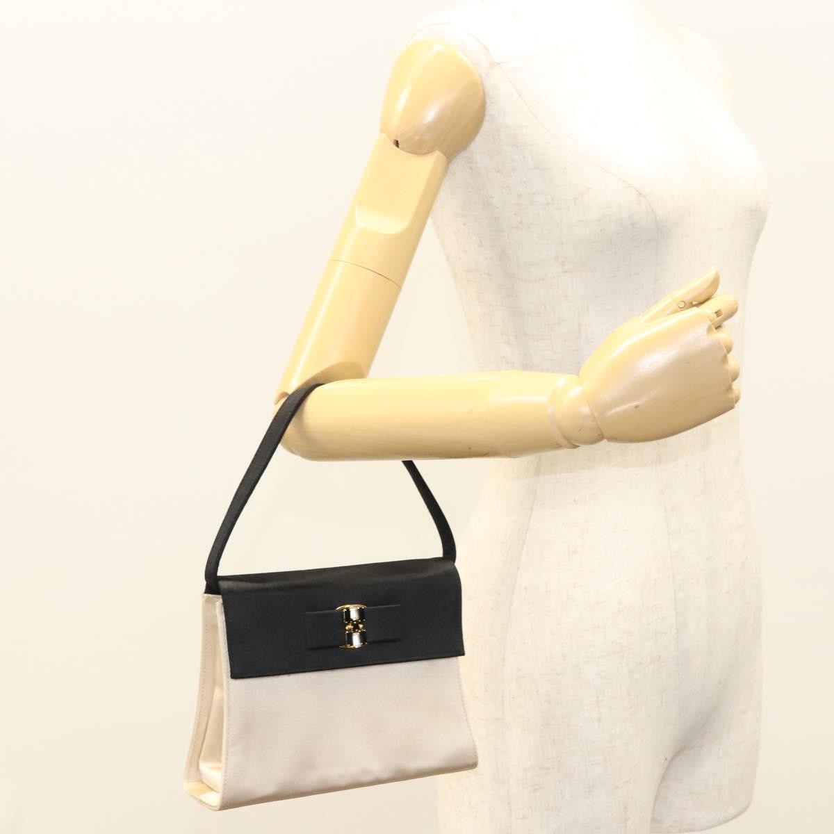 Salvatore Ferragamo Salvatore Ferragamo Vala Hand Bag Satin Beige Gold Authentic BA2675