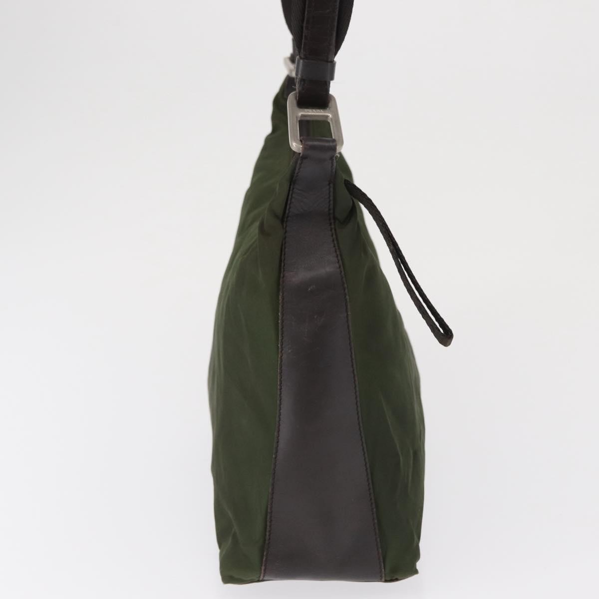 Prada PRADA Shoulder Bag Nylon Khaki Silver Authentic 165486