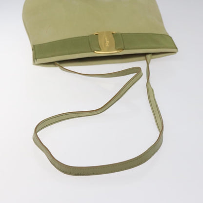 Salvatore Ferragamo Salvatore Ferragamo Shoulder Bag Suede Green Gold Authentic bs25782