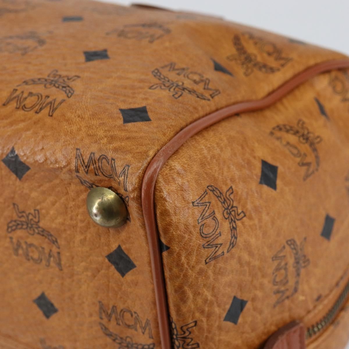 MCM MCM Logogram Vicetos Boston Bag PVC Leather Brown Gold Authentic gh1074