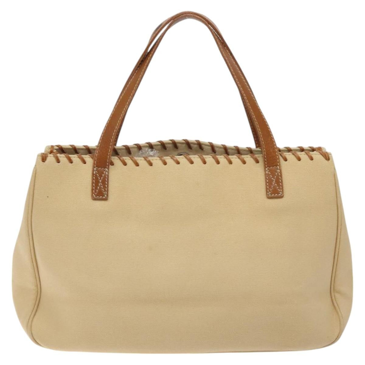 Burberry BURBERRY Blue Label Tote Bag Canvas Beige Silver Authentic bs27139