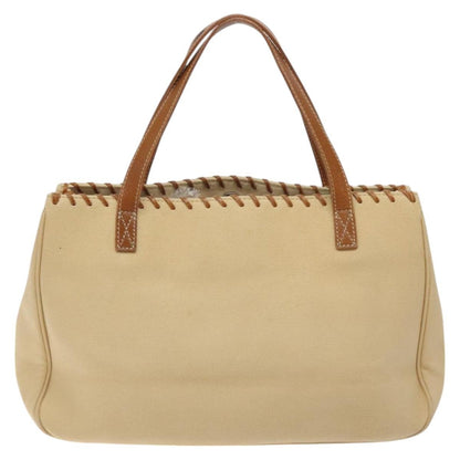 Burberry BURBERRY Blue Label Tote Bag Canvas Beige Silver Authentic bs27139