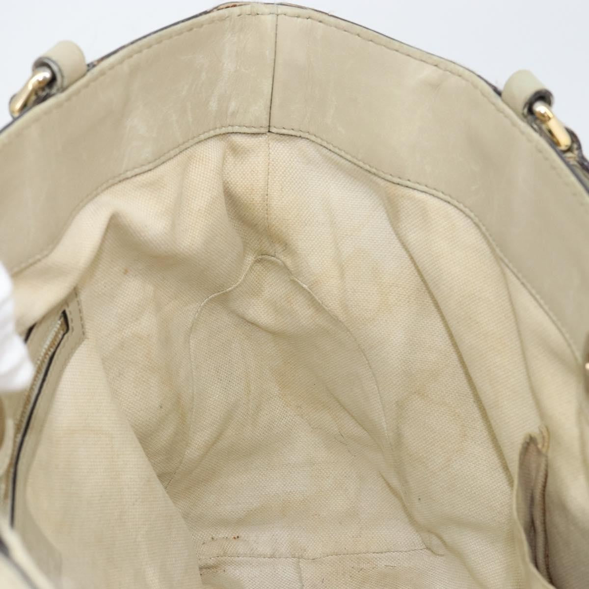 Gucci GUCCI GG Canvas Web Sherry Line Tote Bag Beige Gold 257061 Authentic gh1178