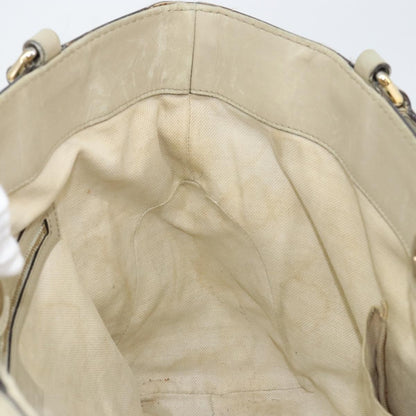 Gucci GUCCI GG Canvas Web Sherry Line Tote Bag Beige Gold 257061 Authentic gh1178