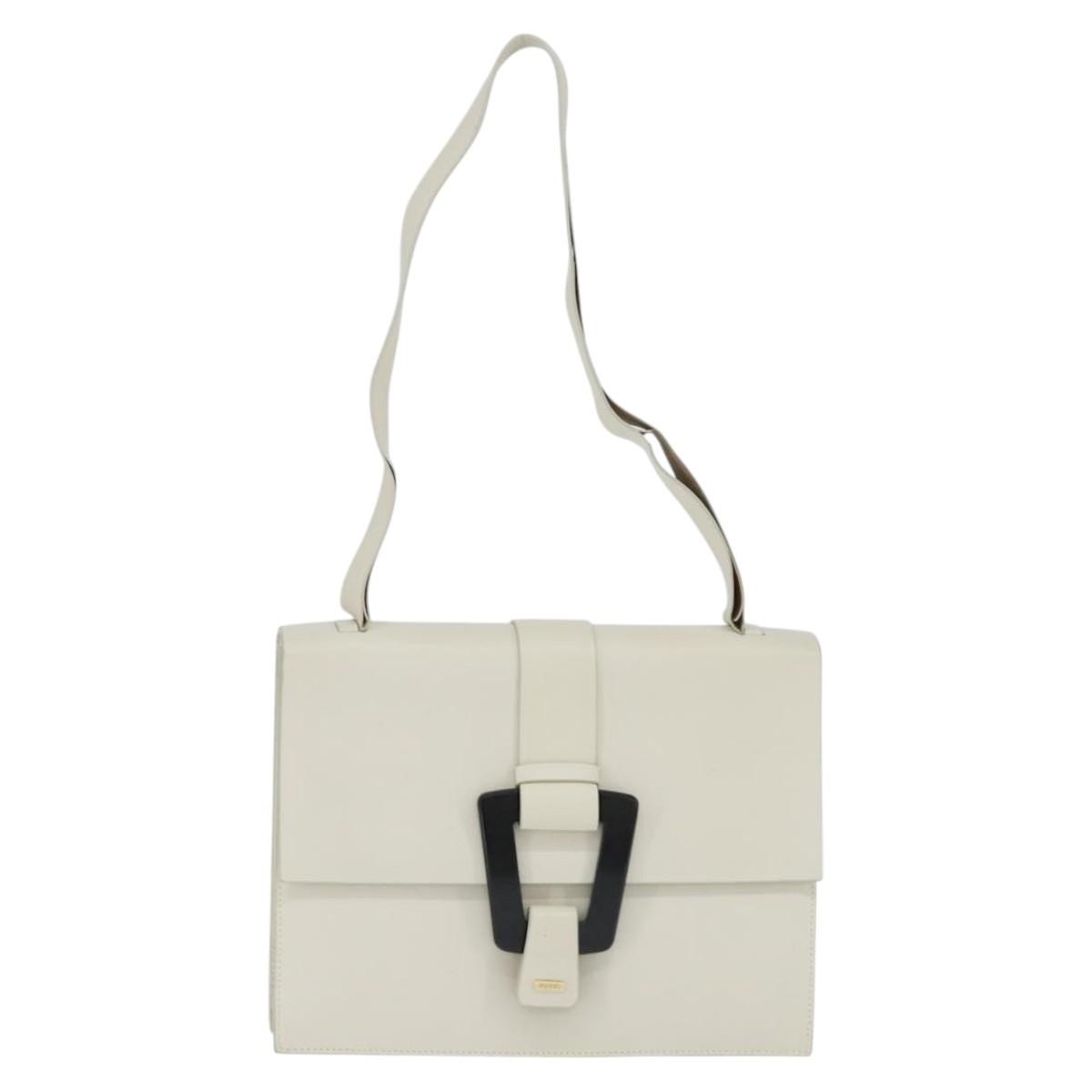Gucci GUCCI Shoulder Bag Leather White Gold Authentic BA7470