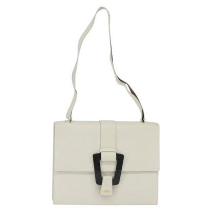 Gucci GUCCI Shoulder Bag Leather White Gold Authentic BA7470
