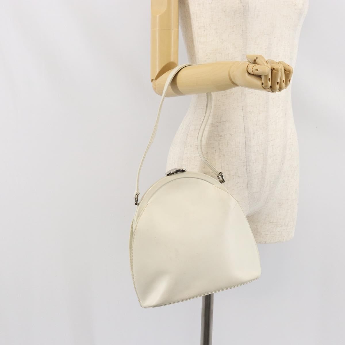 Gucci GUCCI Hand Bag Leather White Silver Authentic 170514