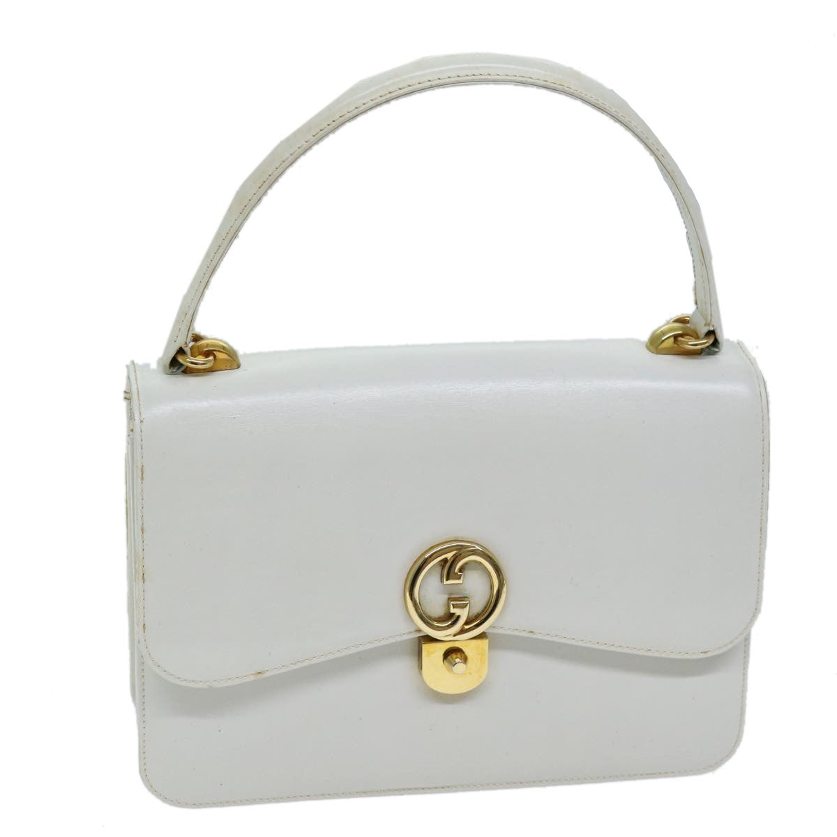 Gucci GUCCI Hand Bag Leather White Authentic yk12076