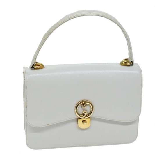 Gucci GUCCI Hand Bag Leather White Authentic yk12076