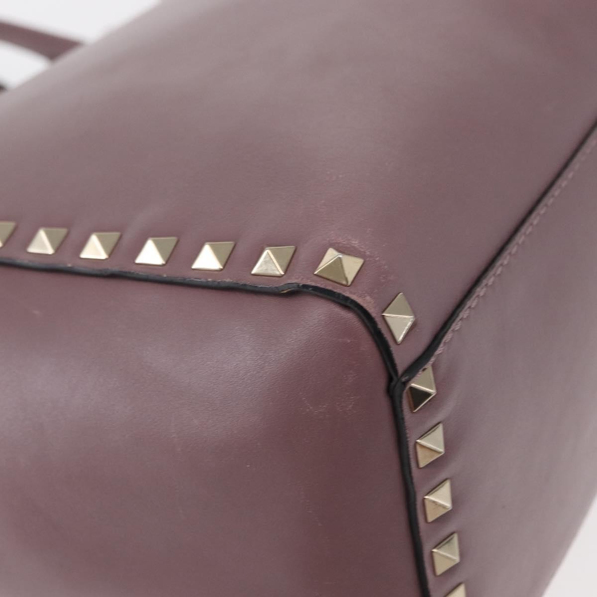Valentino VALENTINO Studs Hand Bag Leather 2way Purple Gold Authentic gh1289