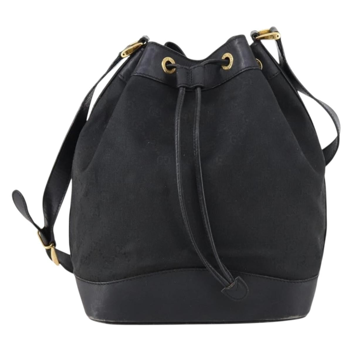 Gucci GUCCI GG Canvas Shoulder Bag Black Gold 001 2854 1627 Authentic 141820