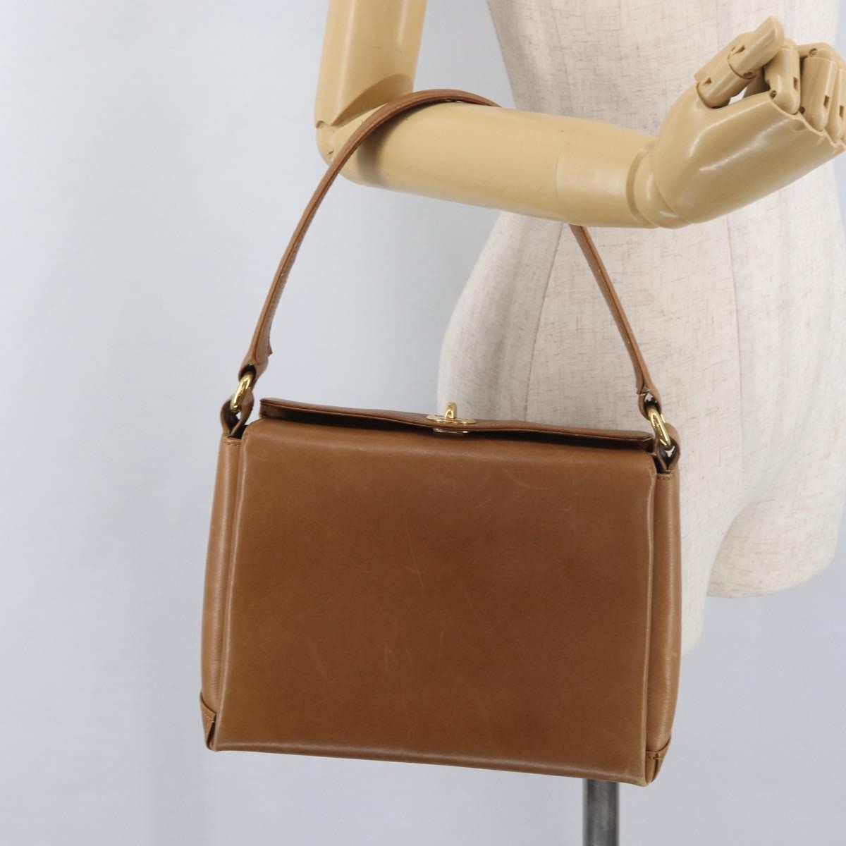 Gucci GUCCI Hand Bag Leather Brown Gold Authentic ka3873